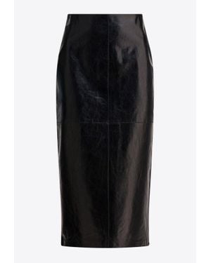 Sportmax Leather Midi Pencil Skirt - Black