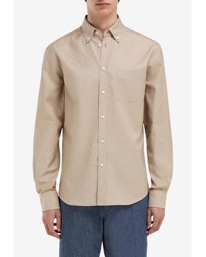 Ferragamo Gancini Jacquard Long-Sleeved Shirt - Natural