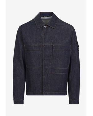 Stone Island Denim Buttoned Jacket - Blue