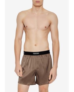 Tom Ford Logo-Waistband Boxers - Blue