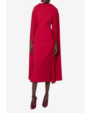 ROKSANDA Nour Crepe Midi Dress With Draped-Sleeves - Red