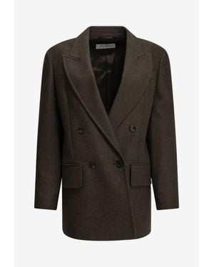 Max Mara Olimpia Double-Breasted Wool Blazer - Black