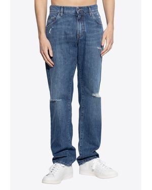 Dolce & Gabbana Straight-Leg Distressed Jeans - Blue