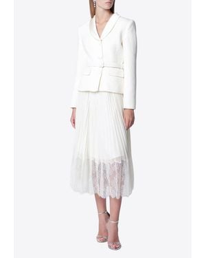 Self-Portrait Bouclé Midi Dress - White