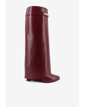 Givenchy Shark Pinch 95 Leather Knee-High Boots - Red
