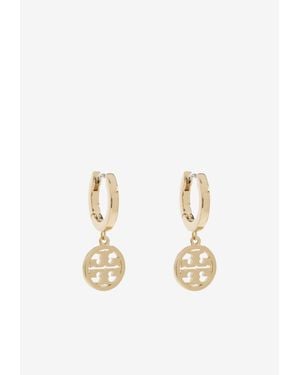 Tory Burch Double T Huggie Hoop Earrings - White