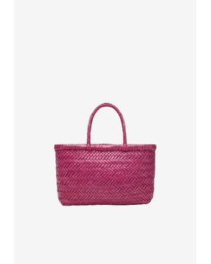 Dragon Diffusion Mini Flat Gora Woven Leather Tote Bag - Pink