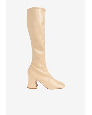 Chloé Janis 80 Knee-High Leather Boots - White