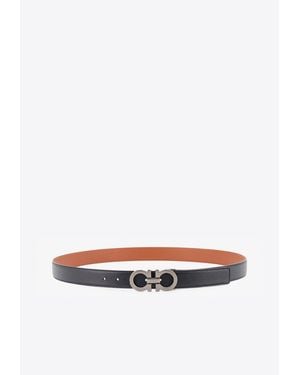 Ferragamo Reversible Leather Gancini Belt - White