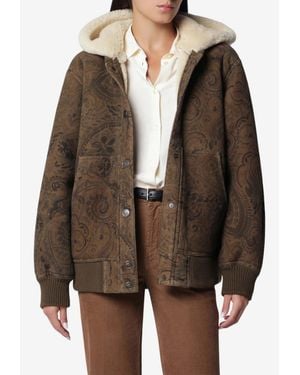 Etro Paisley Jacquard Leather Jacket - Brown