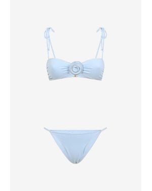 LaRevêche Leyla Flower Applique Bikini - Blue