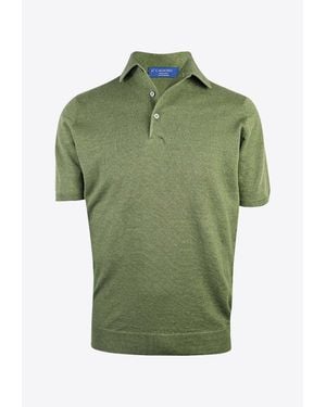 Caldoro Linen-Blend Polo T-Shirt - Green