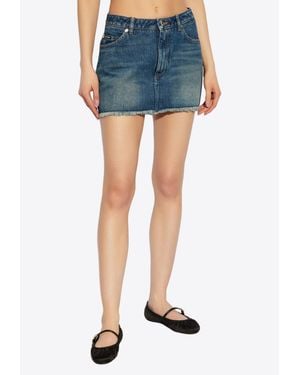 Dolce & Gabbana Logo Plaque Mini Denim Skirt - Blue