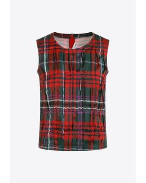 Comme des Garçons Tartan Sleeveless Satin Top - Red