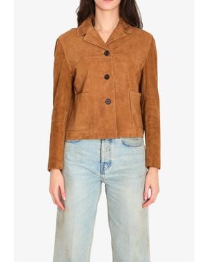 Arma Lotus Suede Leather Jacket - Blue