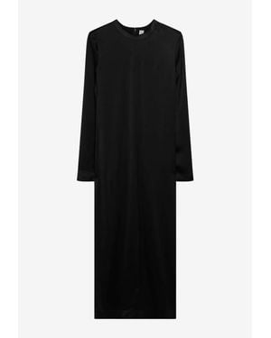 TOTEME Satin Crewneck Midi Dress - Black