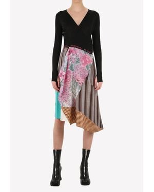 Marine Serre Asymmetric Paneled Wrap Dress - Multicolor