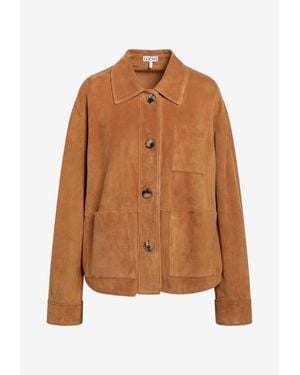 Loewe Suede Buttoned Jacket - Brown