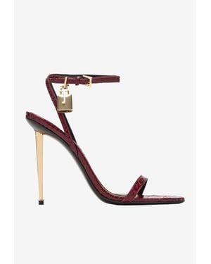Tom Ford Padlock 90 Naked Python-Printed Sandals - White