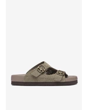 Needles Peace Suede Leather Sandals - Brown