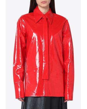 Jil Sander Glossy Tied Buttoned Shirt - Red