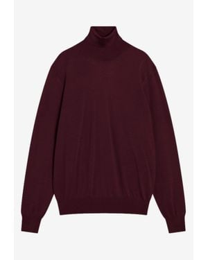 Saint Laurent Turtleneck Wool Sweater - Red