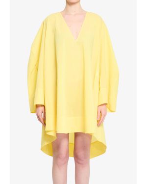 Jacquemus Paysan Oversized Cotton-Blend Mini Dress - Yellow