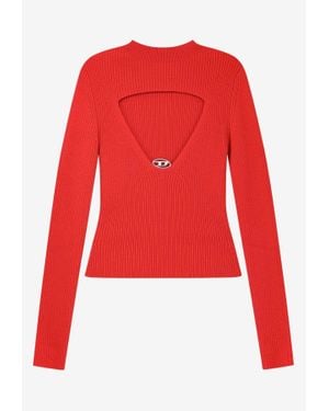 DIESEL M-Olina Wool Sweater With Cut-Out - Red