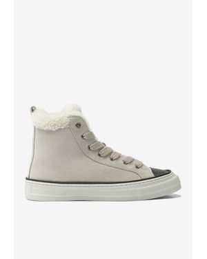 Brunello Cucinelli Suede High-Top Sneakers - Natural