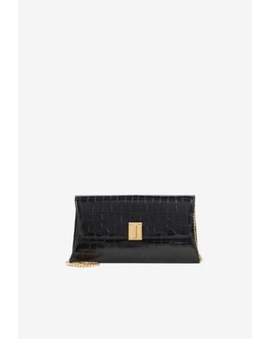 Tom Ford Nobile Croc-Embossed Leather Clutch - White
