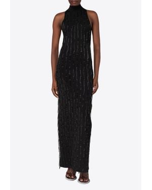Galvan London Bugle Embroidered Cocktail Dress - Black
