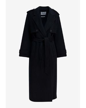 IVY & OAK Colette Ann Double-Breasted Wool Trench Coat - Black