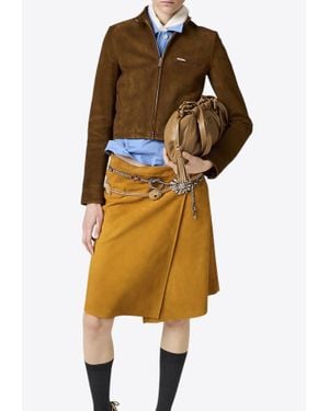 Miu Miu Suede Zip-Up Jacket - Yellow