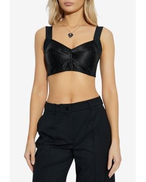 Dolce & Gabbana Bustier Satin Cropped Top - Black