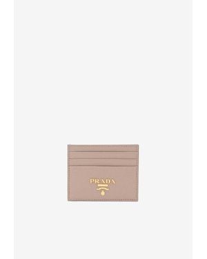 Prada Logo-Plaque Leather Cardholder - White