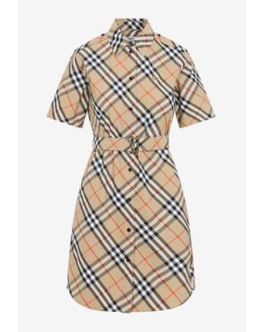 Burberry Vintage Check Mini Shirt Dress - White