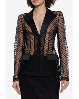 Dolce & Gabbana Single-Breasted Mesh Blazer - Black