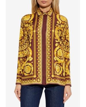 Versace Barocco Floral Print Shirt - Blue
