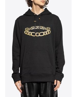 Balmain Printed Chain Logo Hooded Sweatshirt - Black