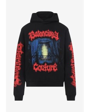 Balenciaga Salon De Couture Hooded Sweatshirt - Red
