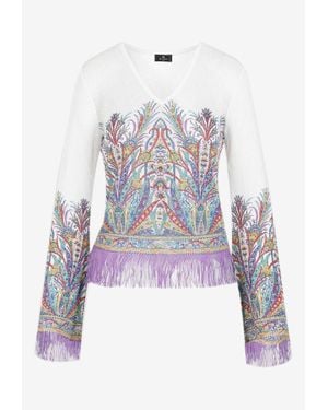 Etro Fringed Knitted Top - White