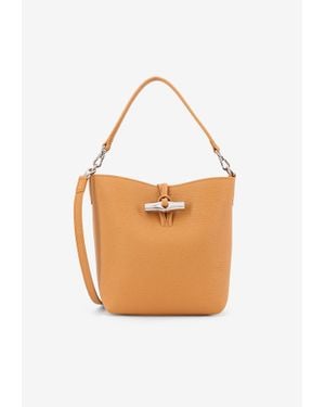 Longchamp Xs Le Roseau Leather Bucket Bag - White
