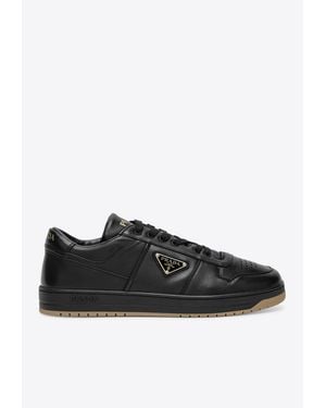 Prada Downtown Low-Top Leather Sneakers - Black