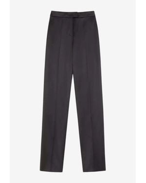 Valentino Silk Straight-Leg Tailored Pants - Blue