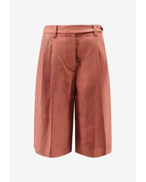 Brunello Cucinelli Knee-Length Linen Shorts - Red