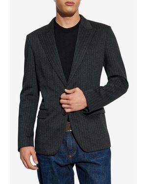 Dolce & Gabbana Herringbone Single-Breasted Blazer - Black