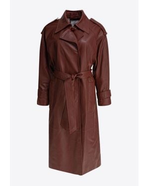 IVY & OAK Lilith Leather Belted Coat - Brown