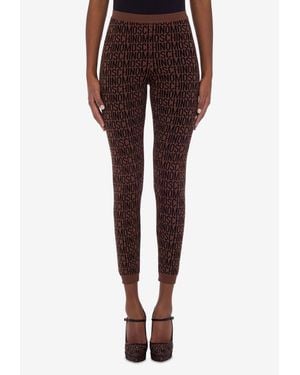 Moschino Logo Jacquard High-Waist Leggings - Red