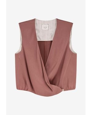 Alysi Criss Over V-Neck Top - Pink