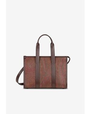 Etro Small Arnica Paisley Jacquard Top Handle Bag - Brown